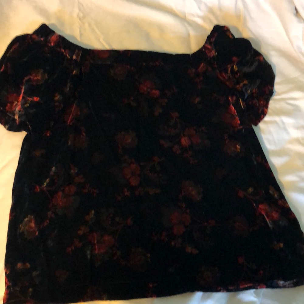 On or Off shoulder Loft Velvet floral top